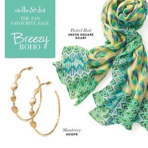 Stella & Dot Monterey Gold Hoops New in Box